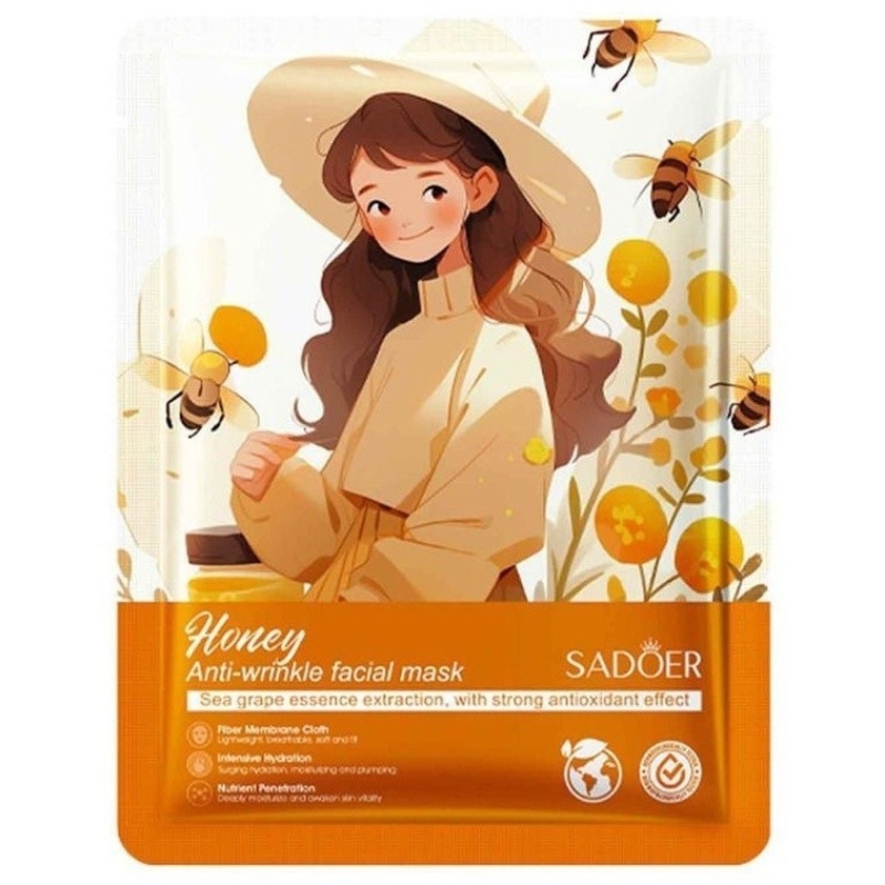 Untitled design (8) ماسک ورقه ای آبرسان رایحه عسل طرح دختر برند SADOER